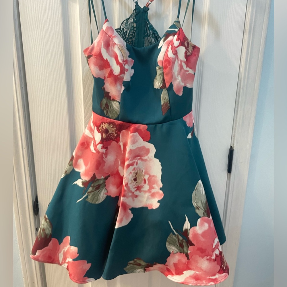 Floral Dress in Teal and Pink